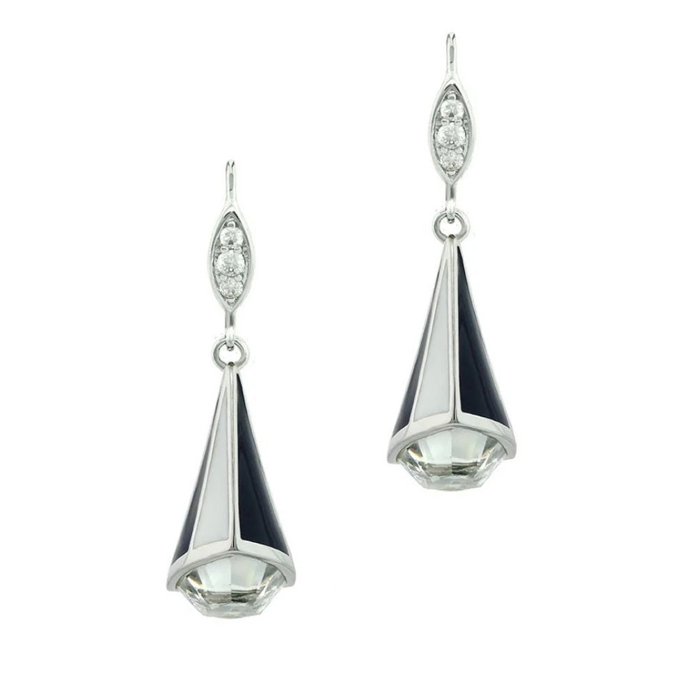 Triplet Earrings Lauren G Adams, silver-tone drop navy triangles and crystal bottom, 2-pc set on Tampa Home & Garden Store