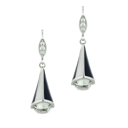 Triplet Earrings Lauren G Adams, silver-tone drop navy triangles and crystal bottom, 2-pc set on Tampa Home & Garden Store