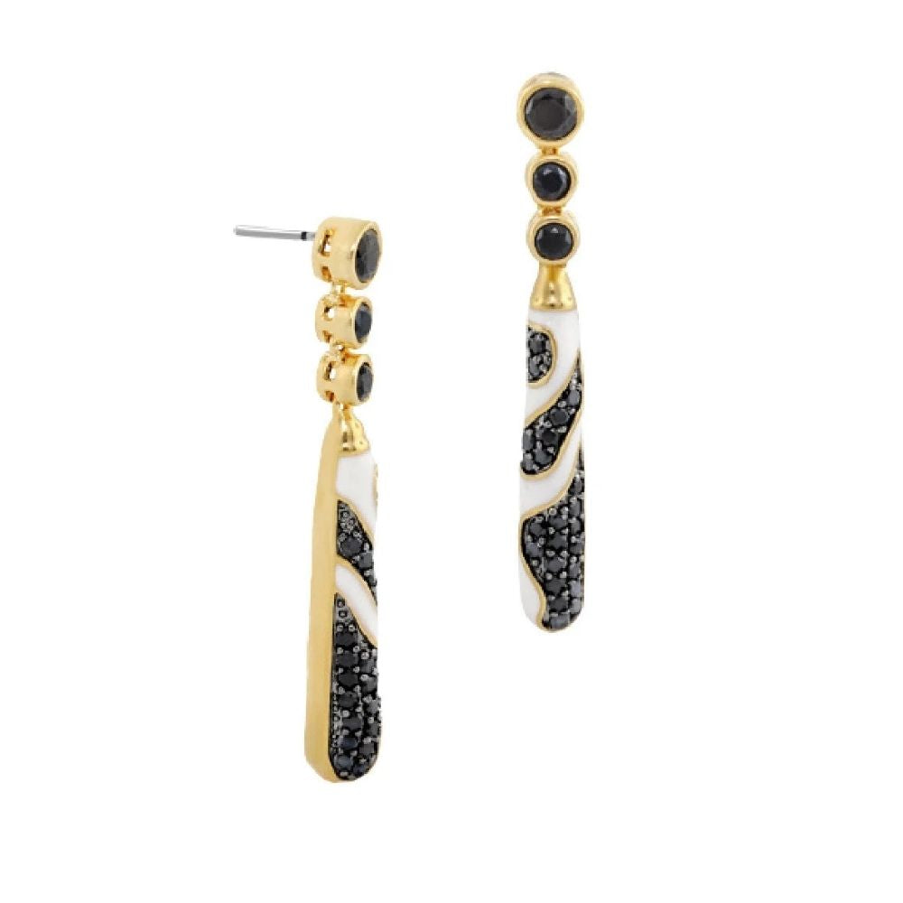 Fire And Ice Earrings pair, gold with black pavé and white enamel, Lauren G Adams on Tampa Home & Garden Store