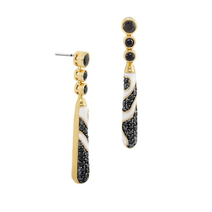 Fire And Ice Earrings pair, gold with black pavé and white enamel, Lauren G Adams on Tampa Home & Garden Store