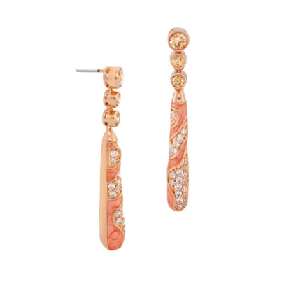 Fire And Ice charm earrings pair by Lauren G Adams, rose gold drop with pink enamel and crystals on Tampa Home & Garden Store