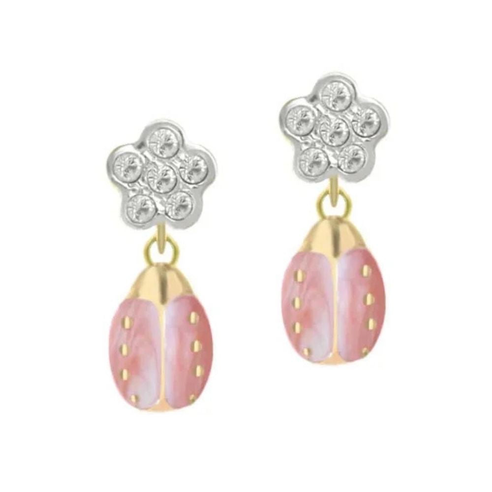 Pair of Lady Poof Earrings by Lauren G Adams — pink petal drops with crystal flower studs on Tampa Home & Garden Store