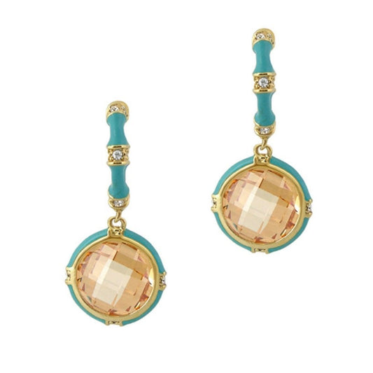 Prince Charming Cubic Zirconia Earrings Lauren G Adams turquoise enamel drops peach center pair on Tampa Home & Garden Store