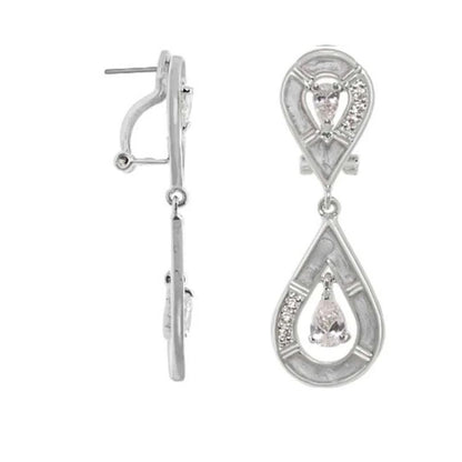Tear Drop Earrings pair by Lauren G Adams, silver-tone drop earrings with crystal accents on Tampa Home & Garden Store