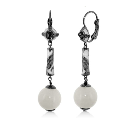 Daisy Swirl Pearl Drop Leverback Earrings, Lauren G Adams, silver-tone with white pearl drops, pair on Tampa Home & Garden Store