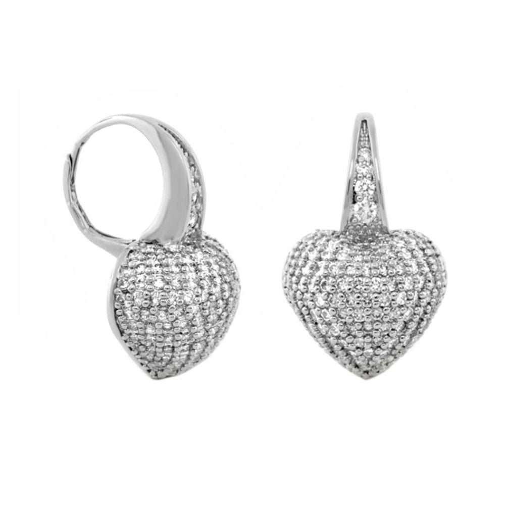 Shimmer and Glimmer Earrings pair heart pavé in silver-tone by Lauren G Adams on Tampa Home & Garden Store
