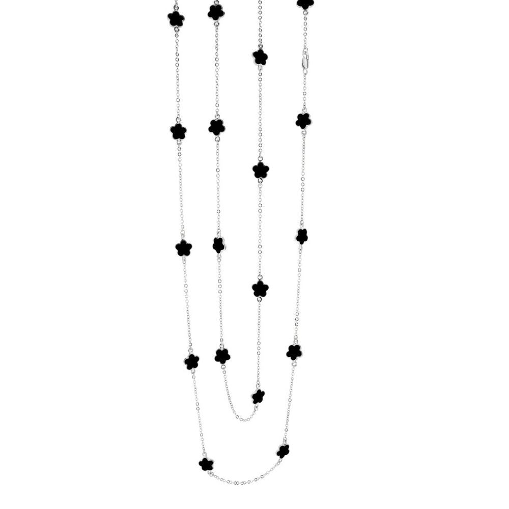 Daisy Love Necklace 48-Inch beaded flower strand with black flowers on Tampa Home & Garden Store