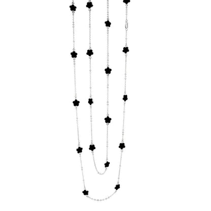 Daisy Love Necklace 48-Inch beaded flower strand with black flowers on Tampa Home & Garden Store