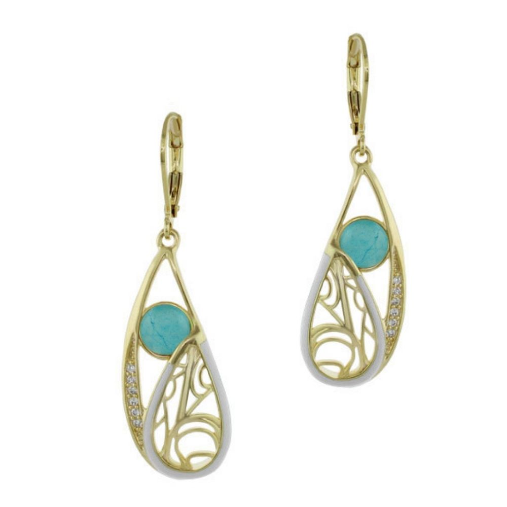 Cool Ice Earrings gold-tone drop earrings with turquoise cabochon by Lauren G Adams on Tampa Home & Garden Store