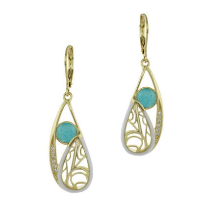 Cool Ice Earrings gold-tone drop earrings with turquoise cabochon by Lauren G Adams on Tampa Home & Garden Store