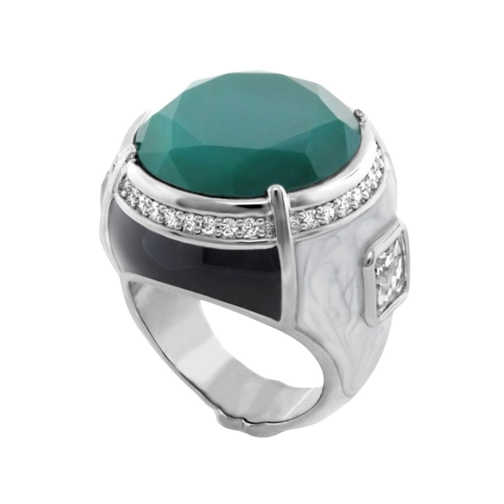 Caribbean Waters Cocktail Ring teal gemstone, pavé diamonds, silver band Lauren G Adams on Tampa Home & Garden Store