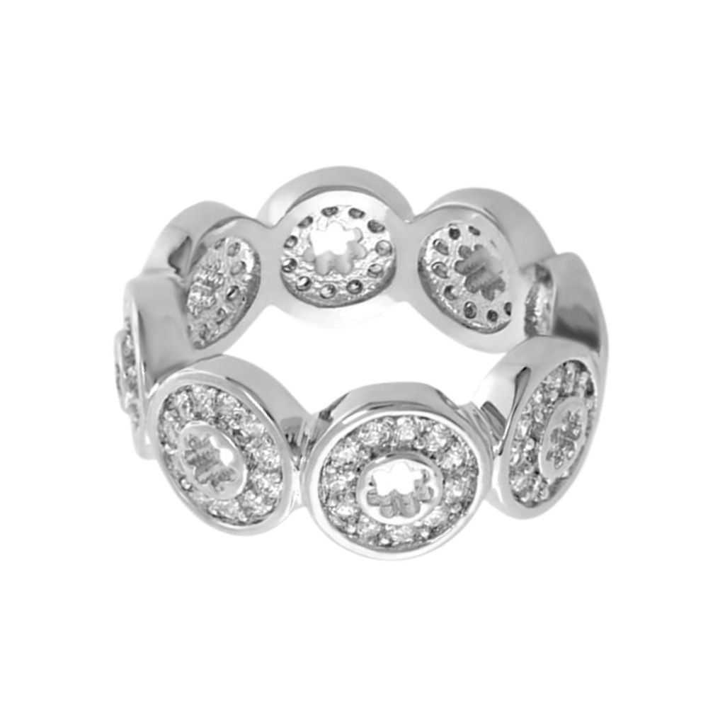 Daisy Dreams Band Ring by Lauren G Adams, silver-tone eternity ring with pavé-set diamonds on Tampa Home & Garden Store