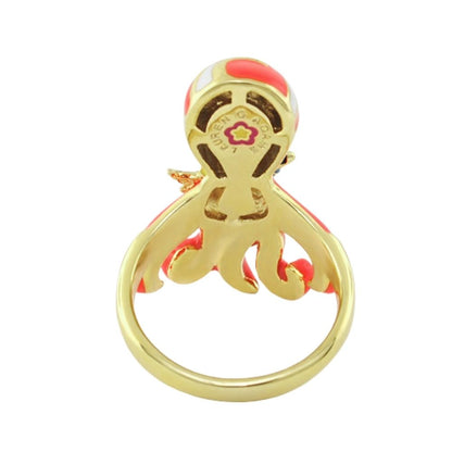 Eau Octopus Ring by Lauren G Adams, gold-tone ring with red enamel octopus motif on Tampa Home & Garden Store