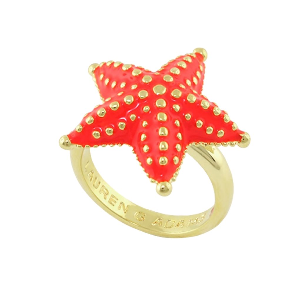 Eau Starfish Cocktail Ring red starfish centerpiece with gold-tone band Lauren G Adams on Tampa Home & Garden Store