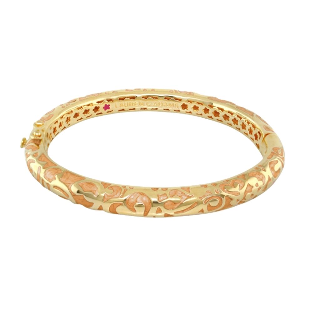 Hidden Hearts Bangle by Lauren G Adams gold rose-gold floral hinged safety lock on Tampa Home & Garden Store