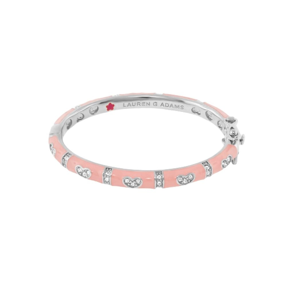 Baby Hearts Bangle pink enamel girl's bracelet with crystal heart accents by Lauren G Adams on Tampa Home & Garden Store