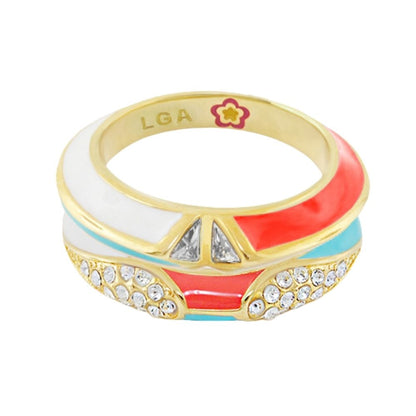 Petit Gateau Stackable Ring Set by Lauren G Adams, enamel multi-band with crystals on Tampa Home & Garden Store