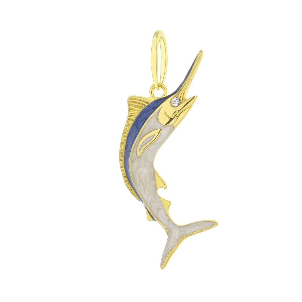 Eau Swordfish Pendant gold-tone sea life pendant with blue accents by Lauren G Adams on Tampa Home & Garden Store