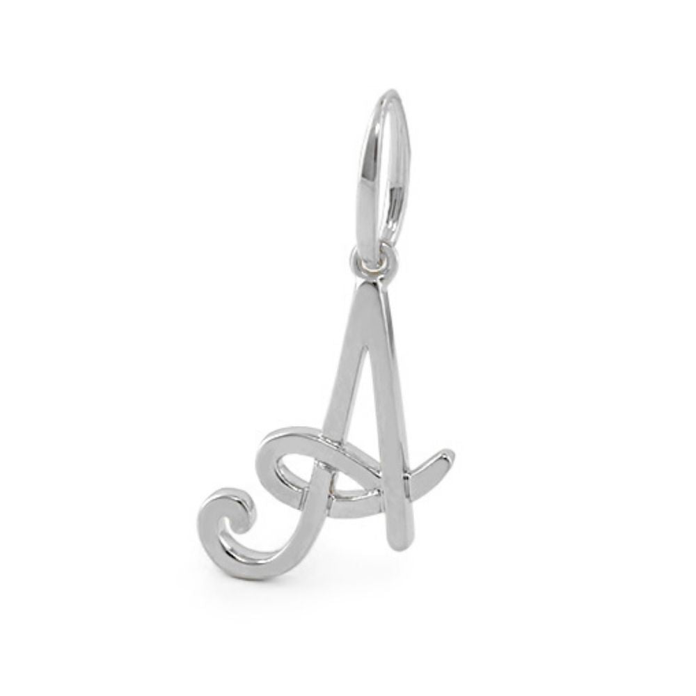 Lolo Initial Pendant A in sterling silver with a cursive flourish, Lauren G Adams charm on Tampa Home & Garden Store