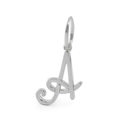 Lolo Initial Pendant A in sterling silver with a cursive flourish, Lauren G Adams charm on Tampa Home & Garden Store