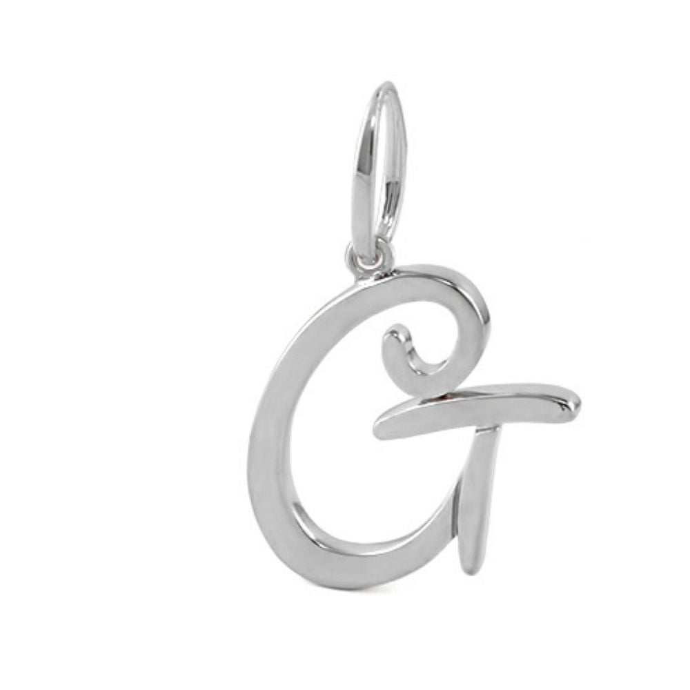 G initial script pendant charm in silver metal by Lauren G Adams on Tampa Home & Garden Store