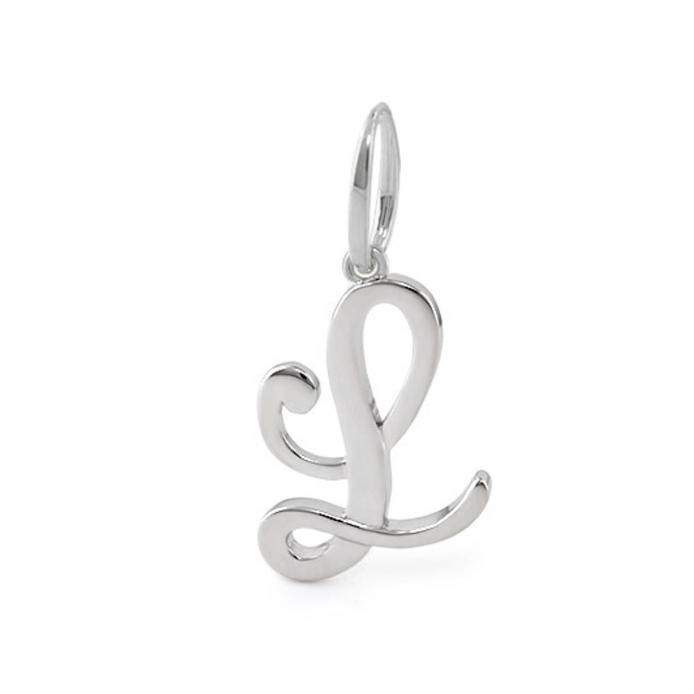 Lolo Initial Pendant Script Letter charm by Lauren G Adams in sterling silver on Tampa Home & Garden Store
