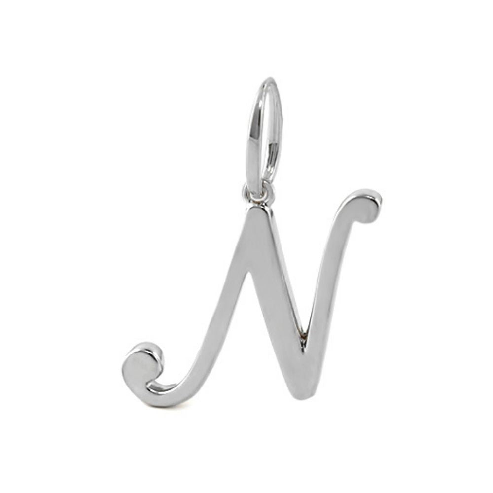 Lolo Initial Pendant N Script Letter charm in polished silver by Lauren G Adams on Tampa Home & Garden Store