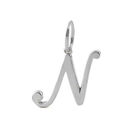 Lolo Initial Pendant N Script Letter charm in polished silver by Lauren G Adams on Tampa Home & Garden Store