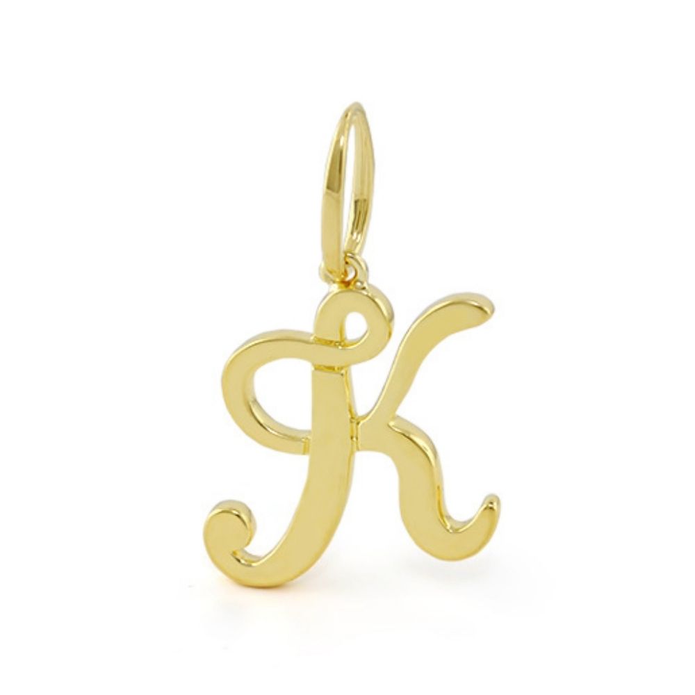 Gold-tone Lolo Initial Pendant Script Letter charm in lowercase k, Lauren G Adams on Tampa Home & Garden Store