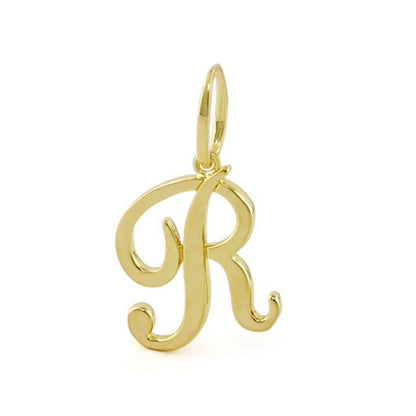 Lolo Initial Pendant R script letter charm, gold tone, Lauren G Adams, Charms & Pendants on Tampa Home & Garden Store