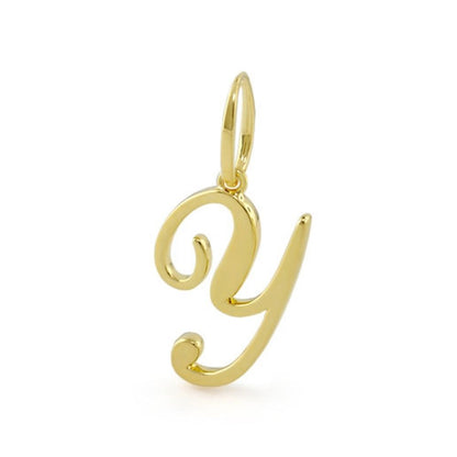 Gold Lolo Initial Pendant Y in script font by Lauren G Adams charm on Tampa Home & Garden Store