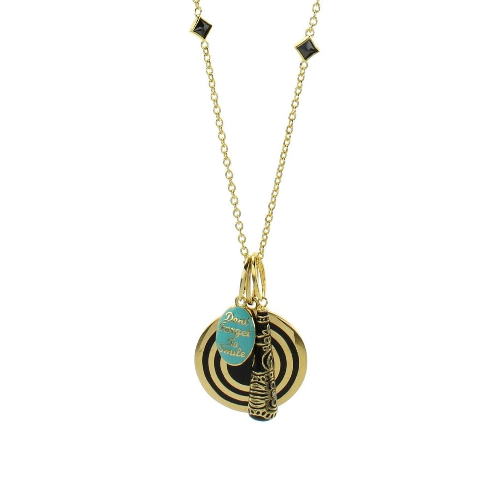 Petit Gateau Necklace Set gold with black square accents and turquoise tag Lauren G Adams on Tampa Home & Garden Store