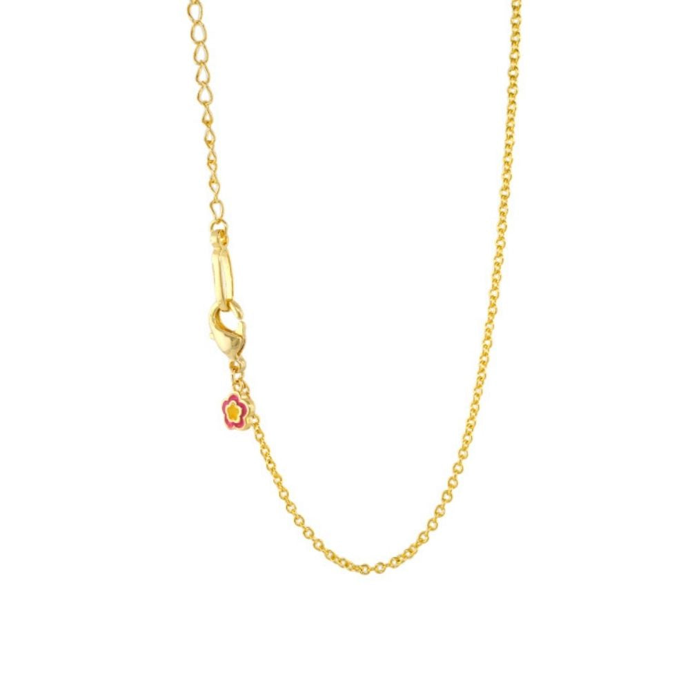 Eau Chain Necklace — Gold tone cable chain with pink enamel flower charm, Lauren G Adams on Tampa Home & Garden Store