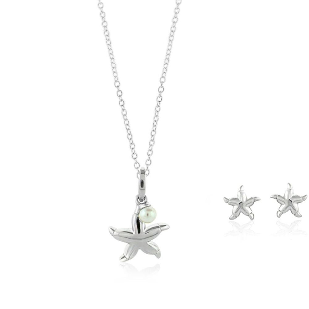 Sydney Leigh Starfish Necklace & Earrings Set, silver-tone with pearl accents, Lauren G Adams on Tampa Home & Garden Store