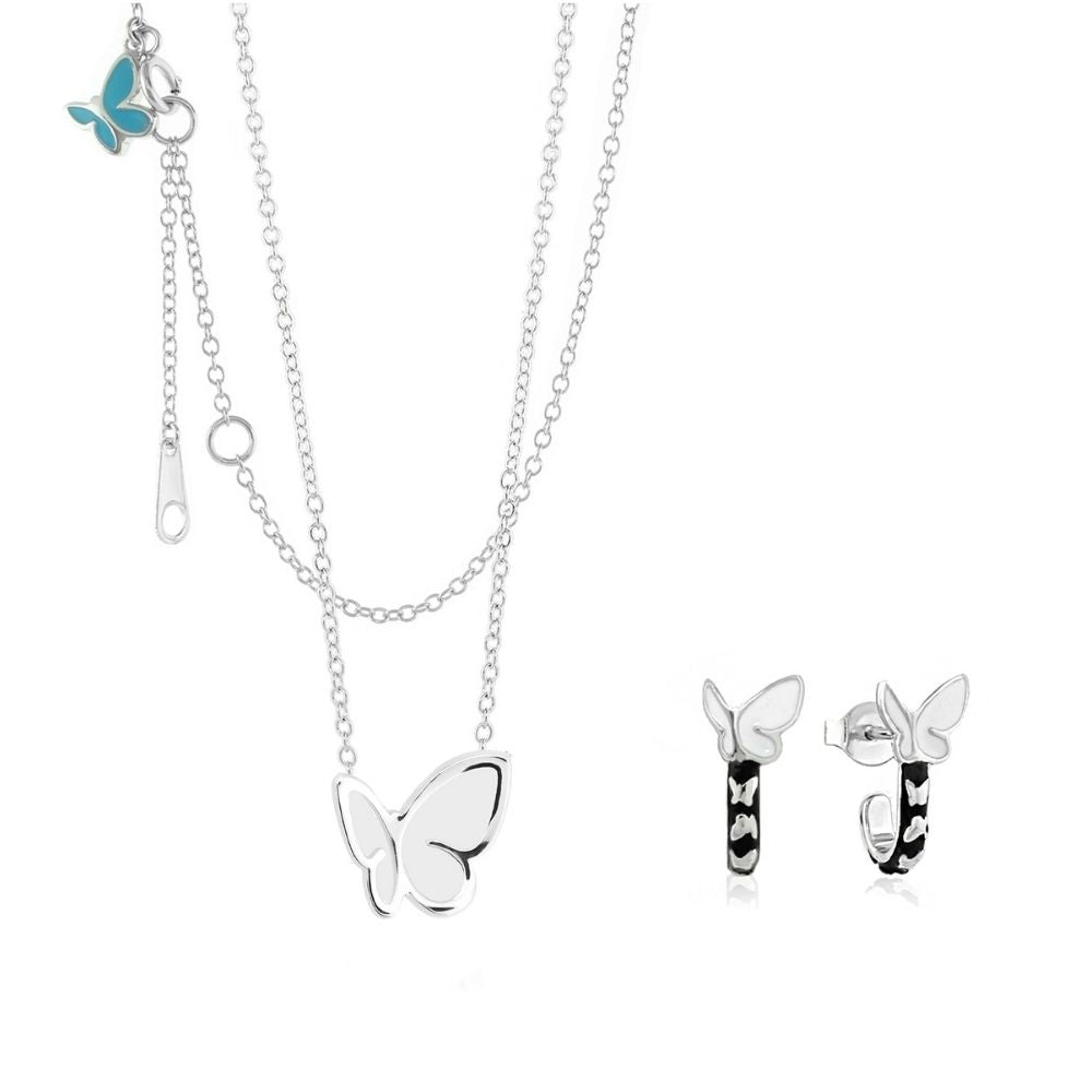 Sydney Leigh Butterfly Necklace & Earrings in silver with butterfly pendant and huggie earrings on Tampa Home & Garden Store