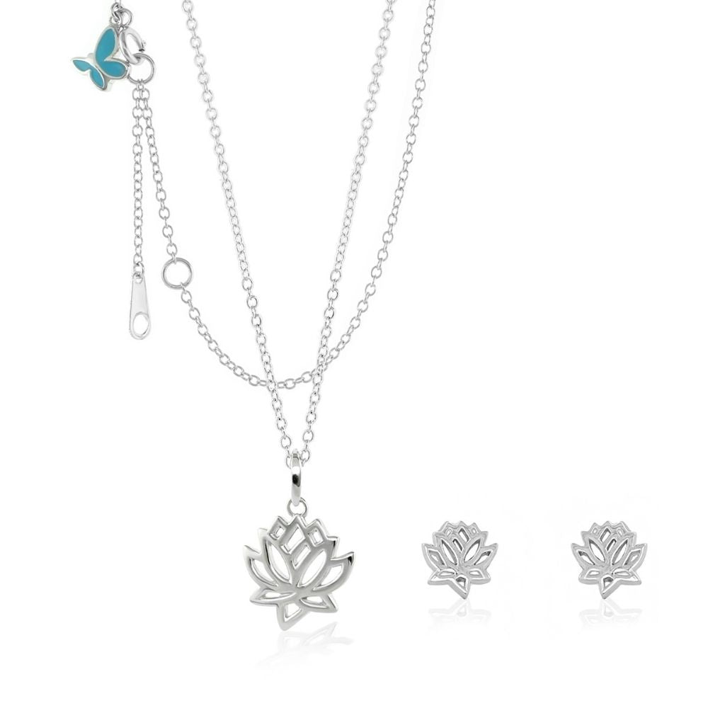 Sydney Leigh Lotus Flower Necklace & Earrings lotus pendant and lotus studs Lauren G Adams on Tampa Home & Garden Store