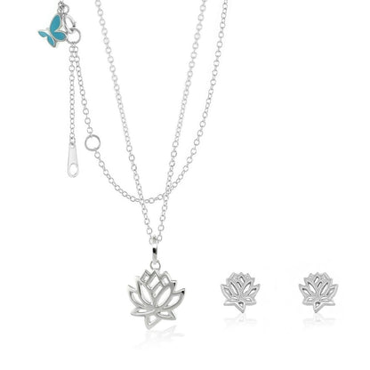 Sydney Leigh Lotus Flower Necklace & Earrings lotus pendant and lotus studs Lauren G Adams on Tampa Home & Garden Store