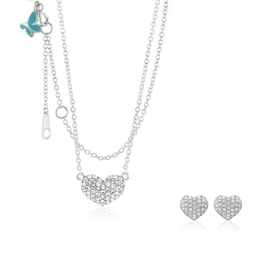 Sydney Leigh Pave Heart Necklace & Earrings with pavé heart pendant and stud earrings on Tampa Home & Garden Store