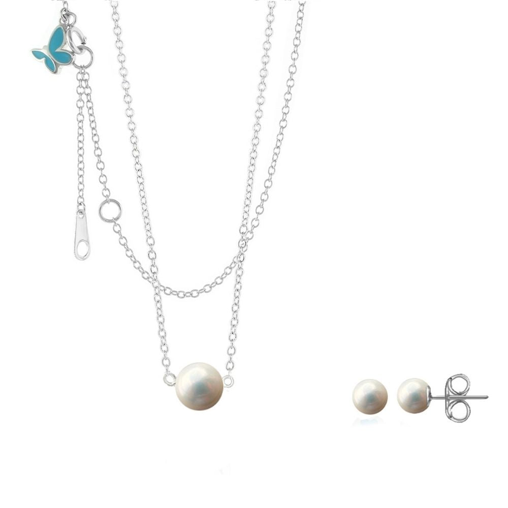 Sydney Leigh Pearl Necklace & Earrings Set by Lauren G Adams with pearl pendant and pearl studs on Tampa Home & Garden Store