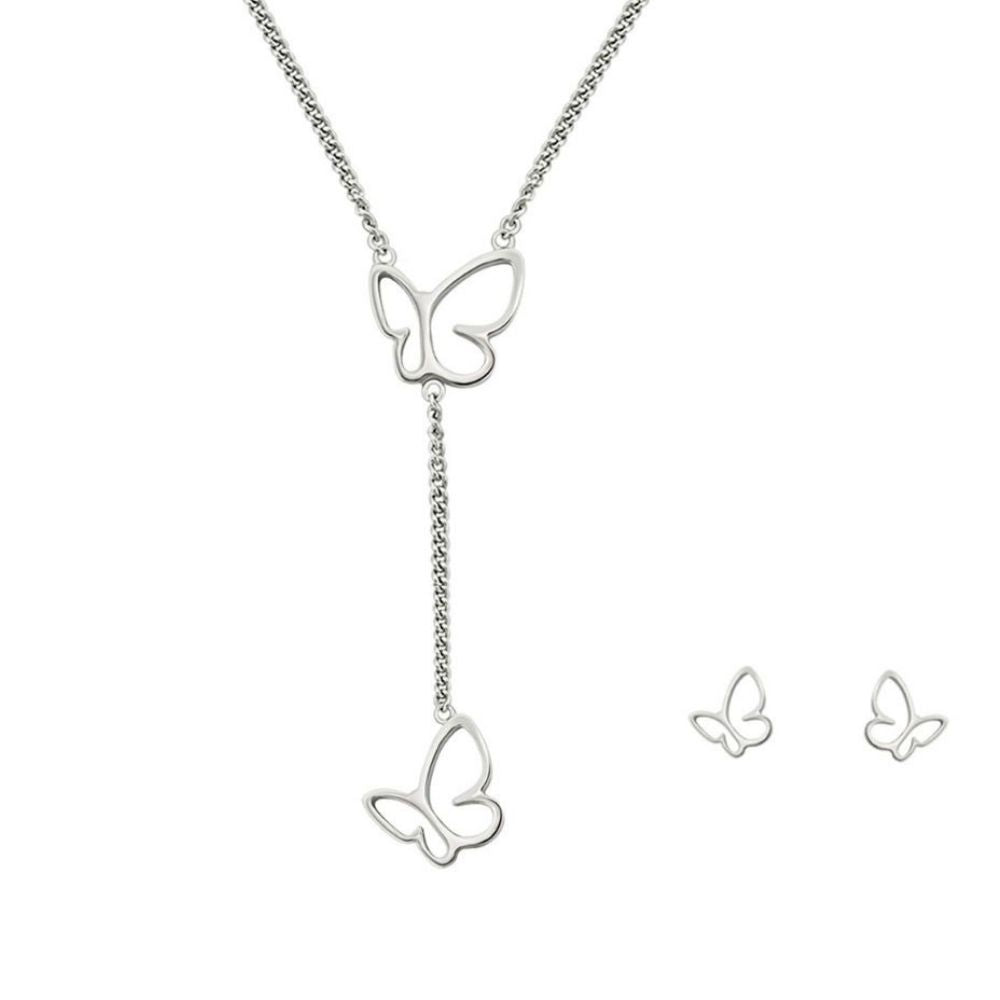 Sydney Leigh Butterfly Necklace & Earrings Set Y-Drop silver butterfly jewelry by Lauren G Adams on Tampa Home & Garden Store
