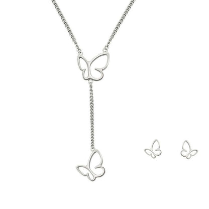 Sydney Leigh Butterfly Necklace & Earrings Set Y-Drop silver butterfly jewelry by Lauren G Adams on Tampa Home & Garden Store