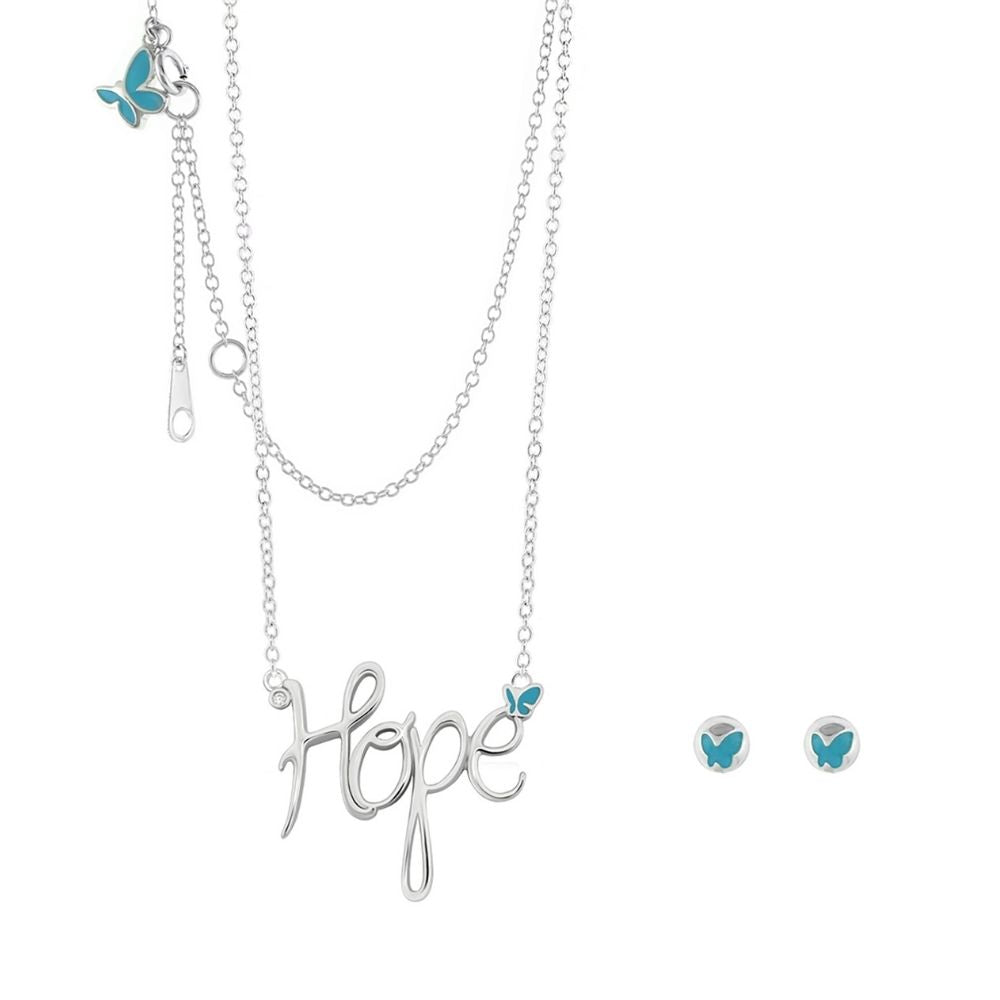 Sydney Leigh Hope necklace and blue butterfly stud earrings set by Lauren G Adams on Tampa Home & Garden Store