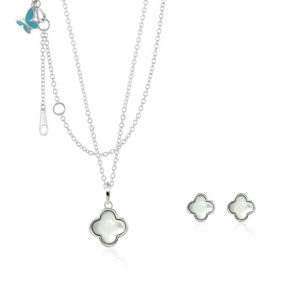 Sydney Leigh Clover Necklace & Earrings Set by Lauren G Adams; pearl clover pendants on Tampa Home & Garden Store