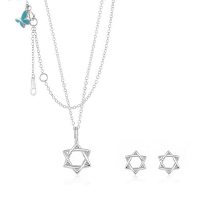 Sydney Leigh Star Necklace & Earrings Set by Lauren G Adams star of David pendant on chains and studs on Tampa Home & Garden Store