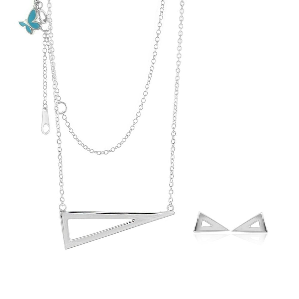 Sydney Leigh Triangle Necklace & Earrings Set by Lauren G Adams, triangle pendant with studs on Tampa Home & Garden Store
