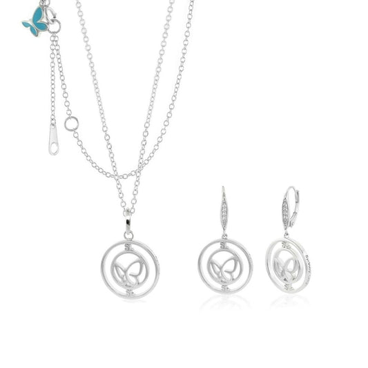 Sydney Leigh Butterfly Necklace & Earrings Set Swirl Drops silver-tone Lauren G Adams on Tampa Home & Garden Store