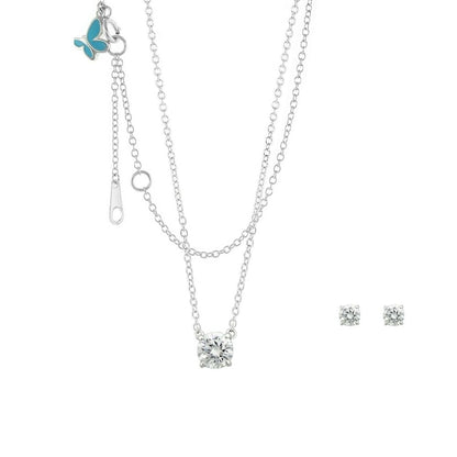 Sydney Leigh Cz Pendant & Earrings Set Lauren G Adams silver CZ pendant and stud earrings on Tampa Home & Garden Store