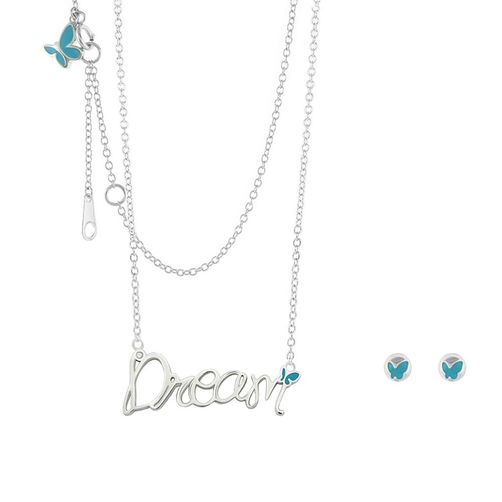 Sydney Leigh Dream Necklace & Earrings Set silver with turquoise butterflies Lauren G Adams on Tampa Home & Garden Store