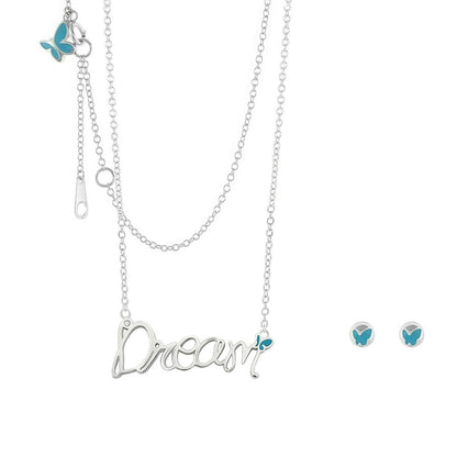 Sydney Leigh Dream Necklace & Earrings Set silver with turquoise butterflies Lauren G Adams on Tampa Home & Garden Store