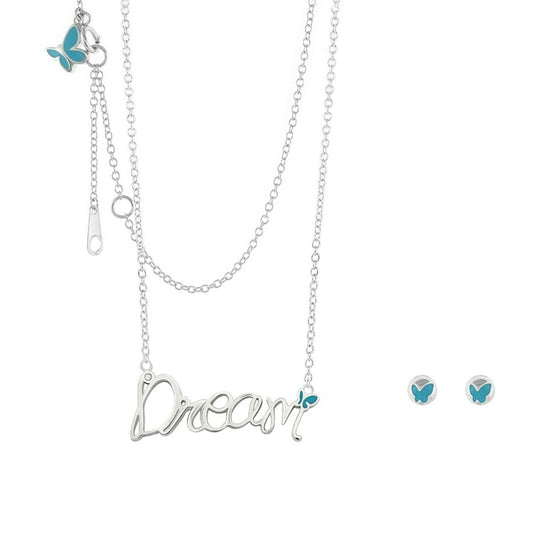 Sydney Leigh Dream Necklace & Earrings Set silver with turquoise butterflies Lauren G Adams on Tampa Home & Garden Store